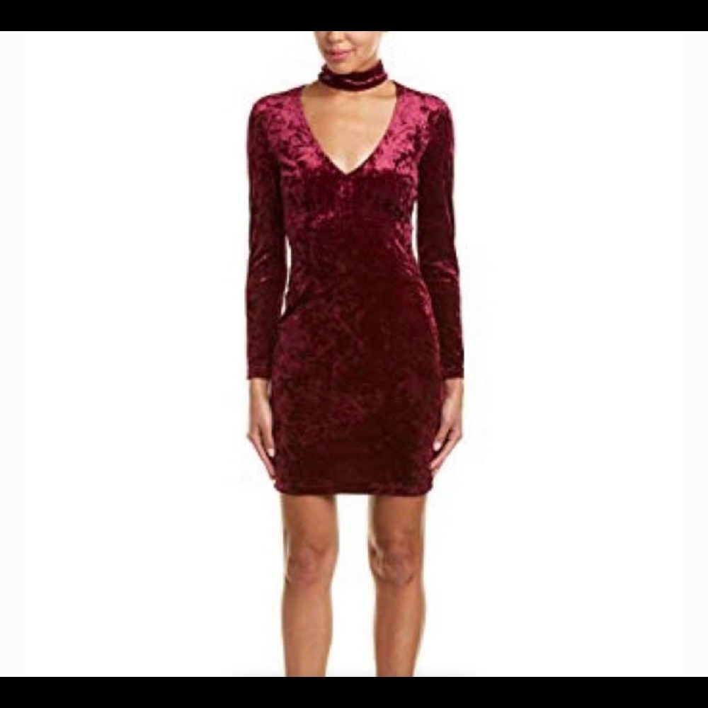 Bardot long sleeve velvet choker dress - Picture 2 of 9